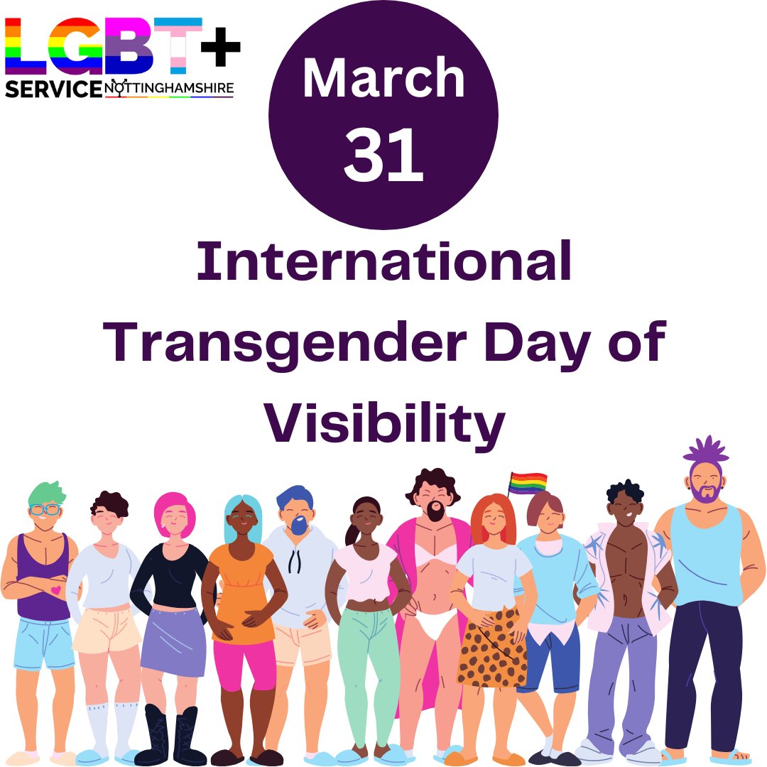 LGBTplusNotts's tweet image. Today is Trans Day of Visibility, an annual event that aims to make Trans* people more visible in every day life. Keep an eye on our social media to find out more about what Trans Day of Visibility means to Trans* young people.
