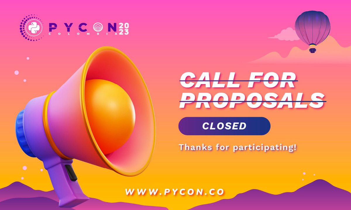 calidevco's tweet image. RT pyconcolombia "Thank you for submitting your proposal for PyCon Colombia 2023.
The review team will check out in detail each proposal, and notify via email the result during the next weeks.
#PyConColombia2023 #Python #PythonColombia #Pythoncode … https://t.co/9h8kG9Njb1"