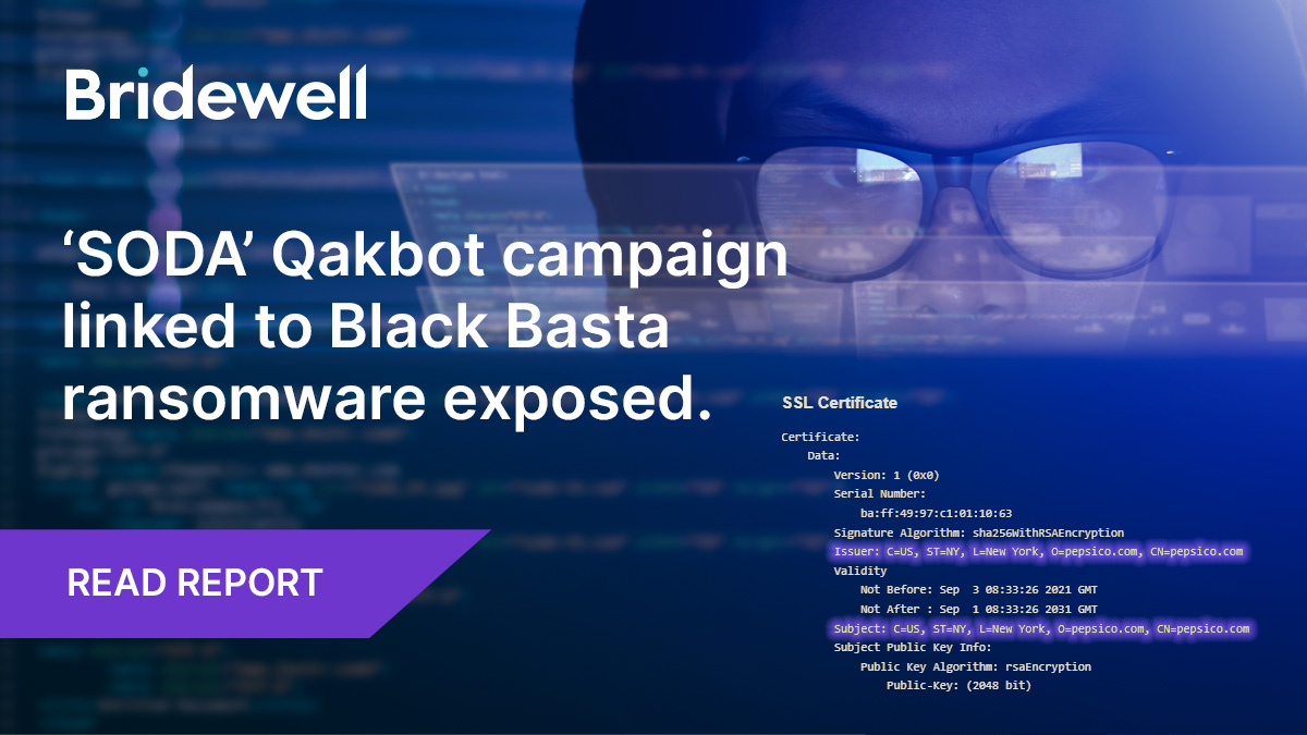 BconCollective's tweet photo. 🚨 Bridewell CTI exposes "SODA" #Qakbot campaign linked to #Blackbasta #ransomware, posing a serious threat to UK organisations. 
#CobaltStrike #C2:

212[.]118[.]55[.]225
212[.]118[.]42[.]219
46[.]149[.]73[.]157

Read our full report: https://t.co/EnF1qtUlQ4

 #SODA #OneNote https://t.co/3F2xsE4kW9
