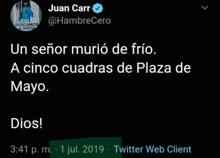 luisrodriguezrm's tweet photo. Le avisan que murió una bebé de tres meses que dormía en la calle con sus padres a metros de la Casa Rosada. Gracias! https://t.co/5TBdUjjYv5