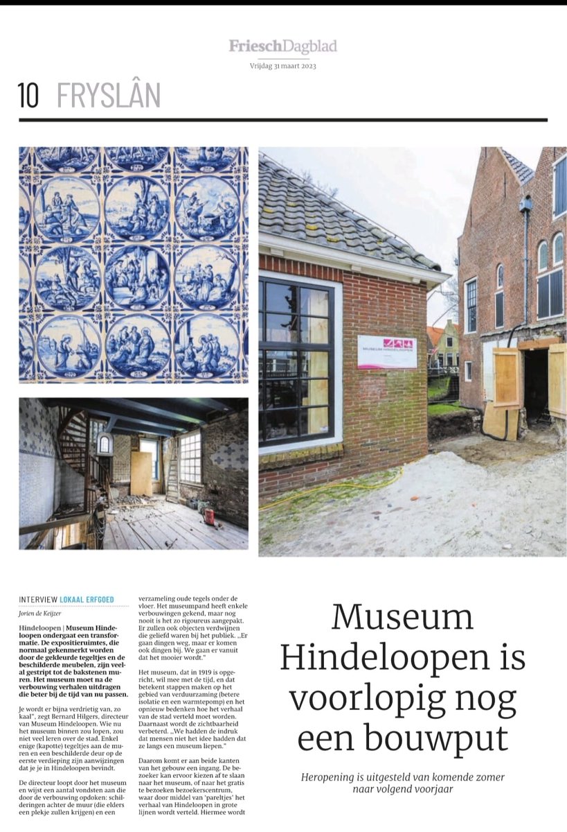 bjhilgers's tweet photo. En dan ben je ineens nieuws. Museum Hindeloopen treurig kaal. Maar het gaat mooi worden! https://t.co/rXhrveJsvn