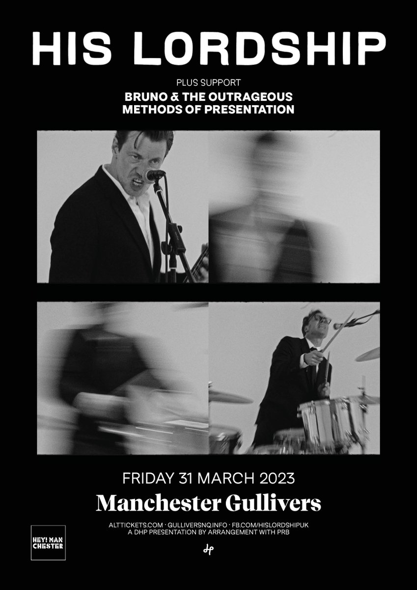 heymanchester's tweet photo. TONIGHT: We team up with @DHPFamily to welcome @HisLordshiprock to @gulliverspub! Doors 7.30pm, Bruno and the Outrageous Methods of Presentation is on at 8pm and His Lordship at 9pm. We're completely sold out. Full info: https://t.co/Loa0nJYSEL https://t.co/9dQzud1f9D