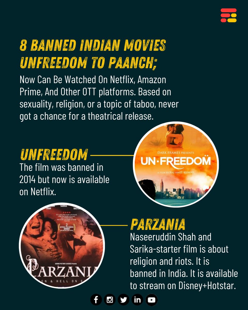 feedmileapp's tweet photo. There are a number of films that are banned by the Censor Board of Film Certification citing different reasons. 

Source: TimesNow

#feedmile #feedmileshorts #feedmilereview #moviereview #bannedmovies #bollywoodmovies #Unfreedom #Parzania #water #AngryIndianGodess #GANDU https://t.co/I0Ycv2MmqZ