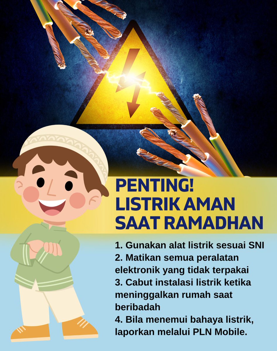 Catheri57762187's tweet photo. Aman dari listrik saat Ramadhan dengan menggunakan alat listrik yg sesuai SNI
#TipsListrik
#TipsAman
#Viduthalai https://t.co/FI9I5CMTNl