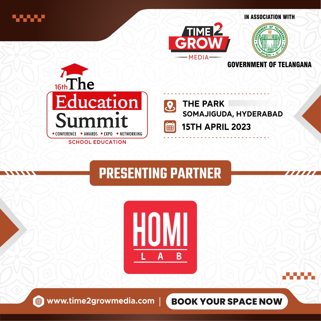 We're happy to announce <a href="/homi_lab/">Homi Lab</a> as our 𝗣𝗿𝗲𝘀𝗲𝗻𝘁𝗶𝗻𝗴 𝗣𝗮𝗿𝘁𝗻𝗲𝗿 for the 16th Edition of #TheEducationSummit, Hyderabad.

We are delighted to have them onboard with us.

#Time2GrowMedia #Time2Grow #TESHyderabad <a href="/TelanganaCMO/">Telangana CMO</a> <a href="/TSEduDept/">Telangana State Education Department</a> <a href="/IPRTelangana/">IPRDepartment</a>