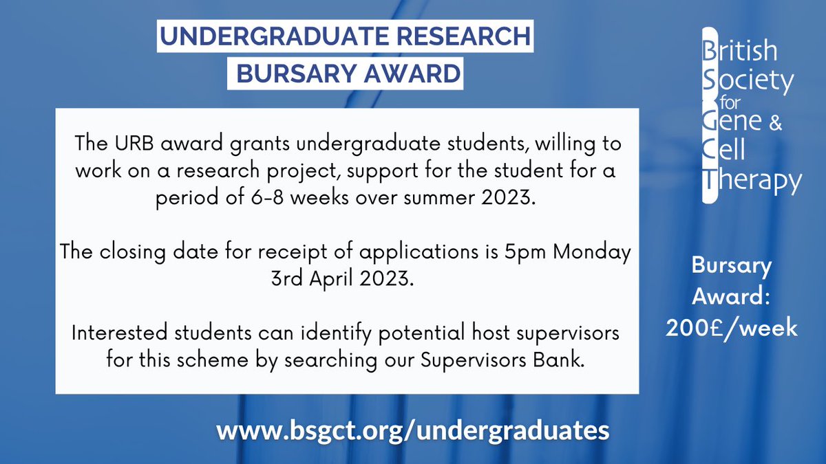 More details of our URB Award! 📢 Feel free to share the images with students/supervisors that could be interested!