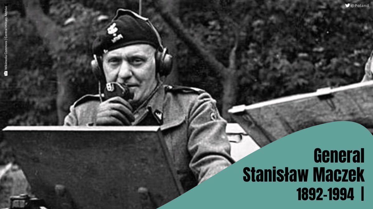 Poland's tweet photo. General Stanisław #Maczek, a brilliant army strategist. 🎖️
During #WW2 he fought alongside the Allies and commanded the 1st 🇵🇱 Armoured Division on its combat route through Europe 🇫🇷🇧🇪🇳🇱🇩🇪.
He was born #OTD 131 years ago.
#ThreePolishGenerals🇵🇱 https://t.co/8OdmgfHP9n