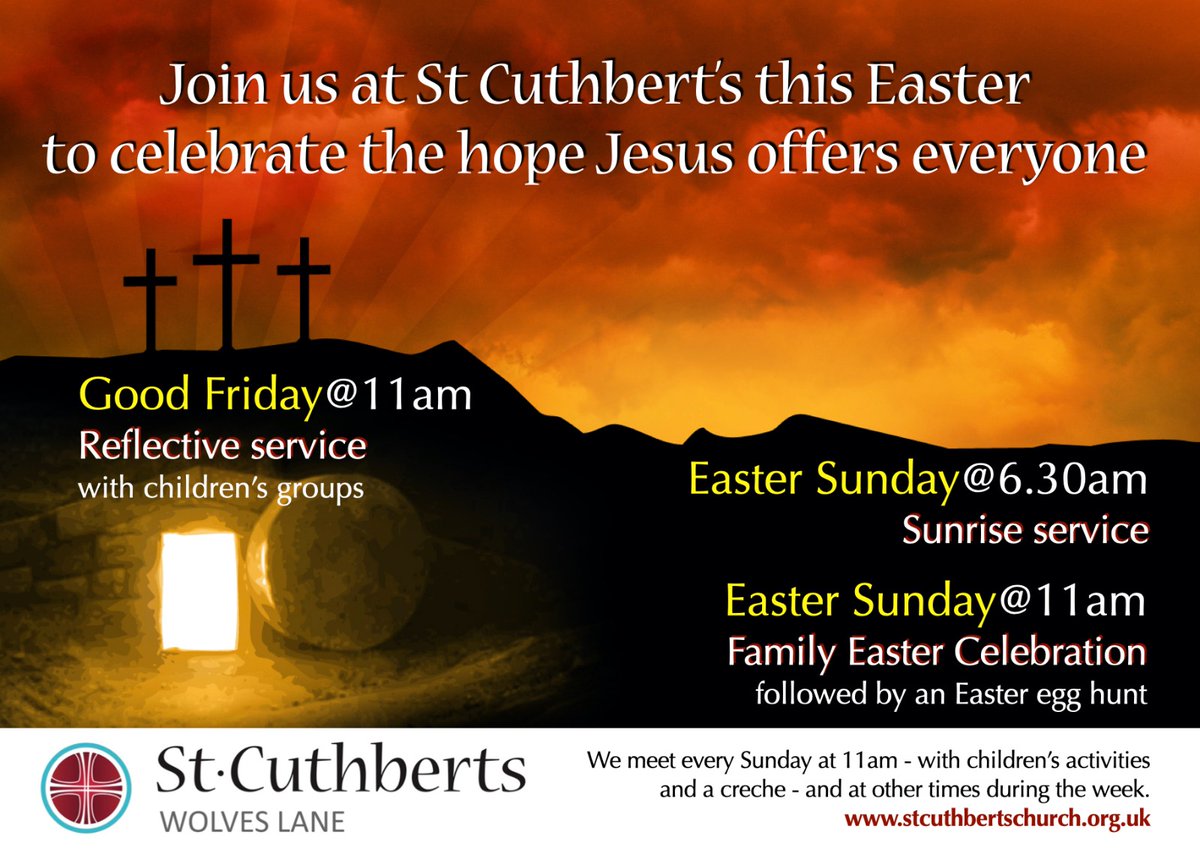 Easter services, all welcome #StCuthbert #WoodGreen