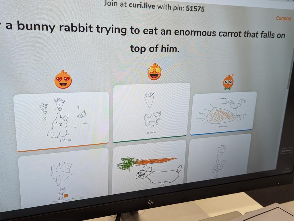 MrsWalkerDET's tweet photo. Having a shot with AI generated doodle game (Curipod) with S2 to promote creativity on the last day. Pupils draw then share and vote on the winning drawing. The anonymity on the pupil side really encouraged them to engage but I can keep track of who does what, which is great https://t.co/gvLEqoPZ4a