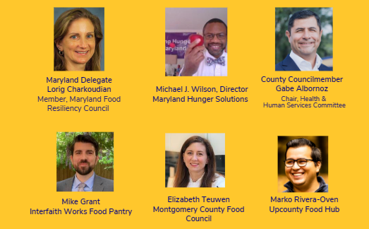InterfaithWorks's tweet image. Thank you to experts in our #CommunityConversation for insights into #foodsecurity challenges our neighbors face. @TheBowTieSpeaks @MarylandHunger @albornoz_gabe @LCharkoudian Marko Rivera-Oven of @UpCountyHub Elizabeth Teuwen of @MoCoFoodCouncil Mike Grant of IW Food Pantry