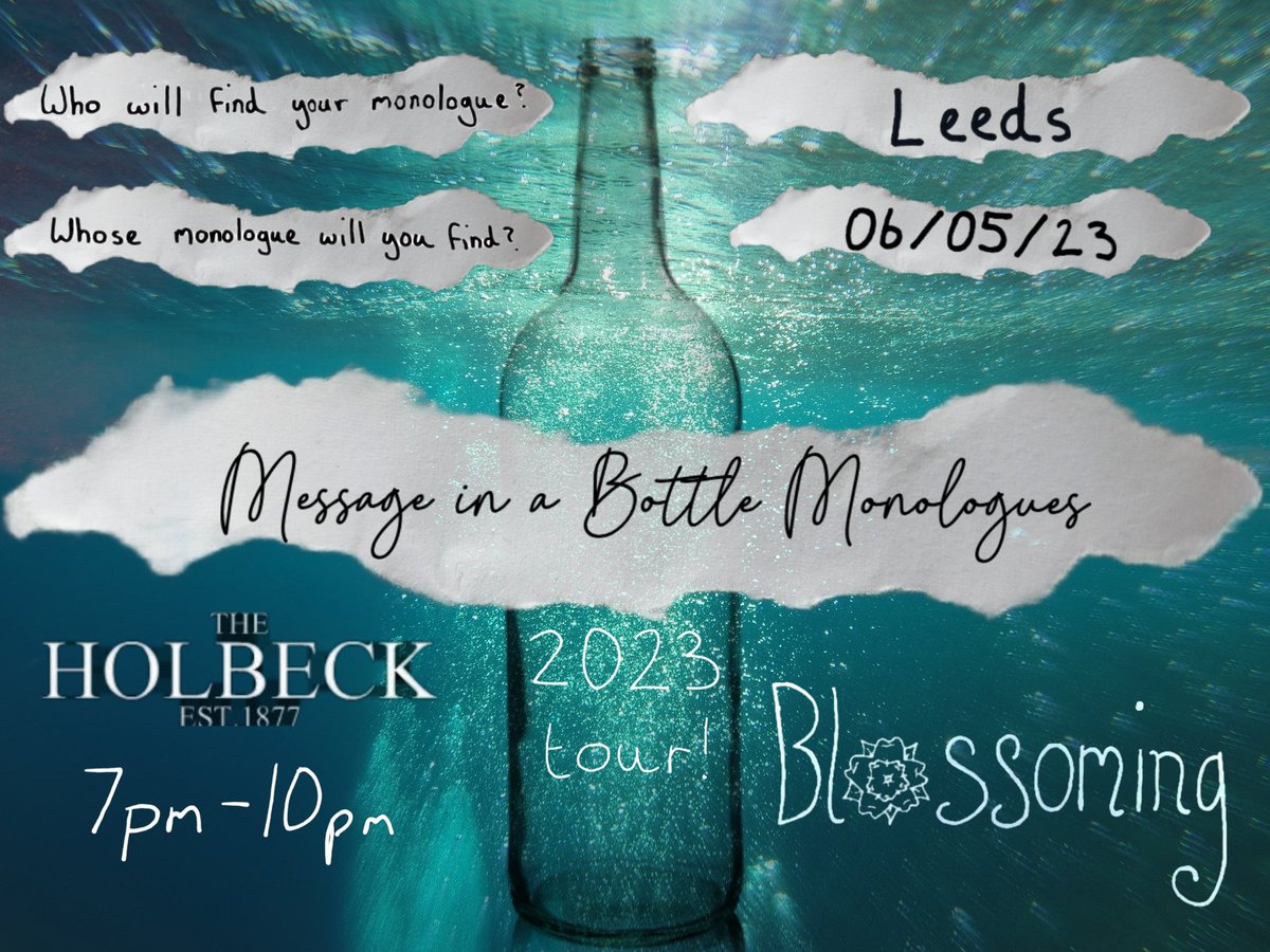 MIABMonologues's tweet photo. A HUGE well done to the writers &amp; actors at our Nottingham event last Saturday!🌊

LEEDS IS THE LAST EVENT ON OUR 2023 TOUR! 

Don't miss out! Come see what Message in a Bottle Monologues has 'blossomed' into!🌸

Ticket link: https://t.co/Q8FwHgzIWk

#leedsactors #leedswriters https://t.co/1q8gJzj7mt