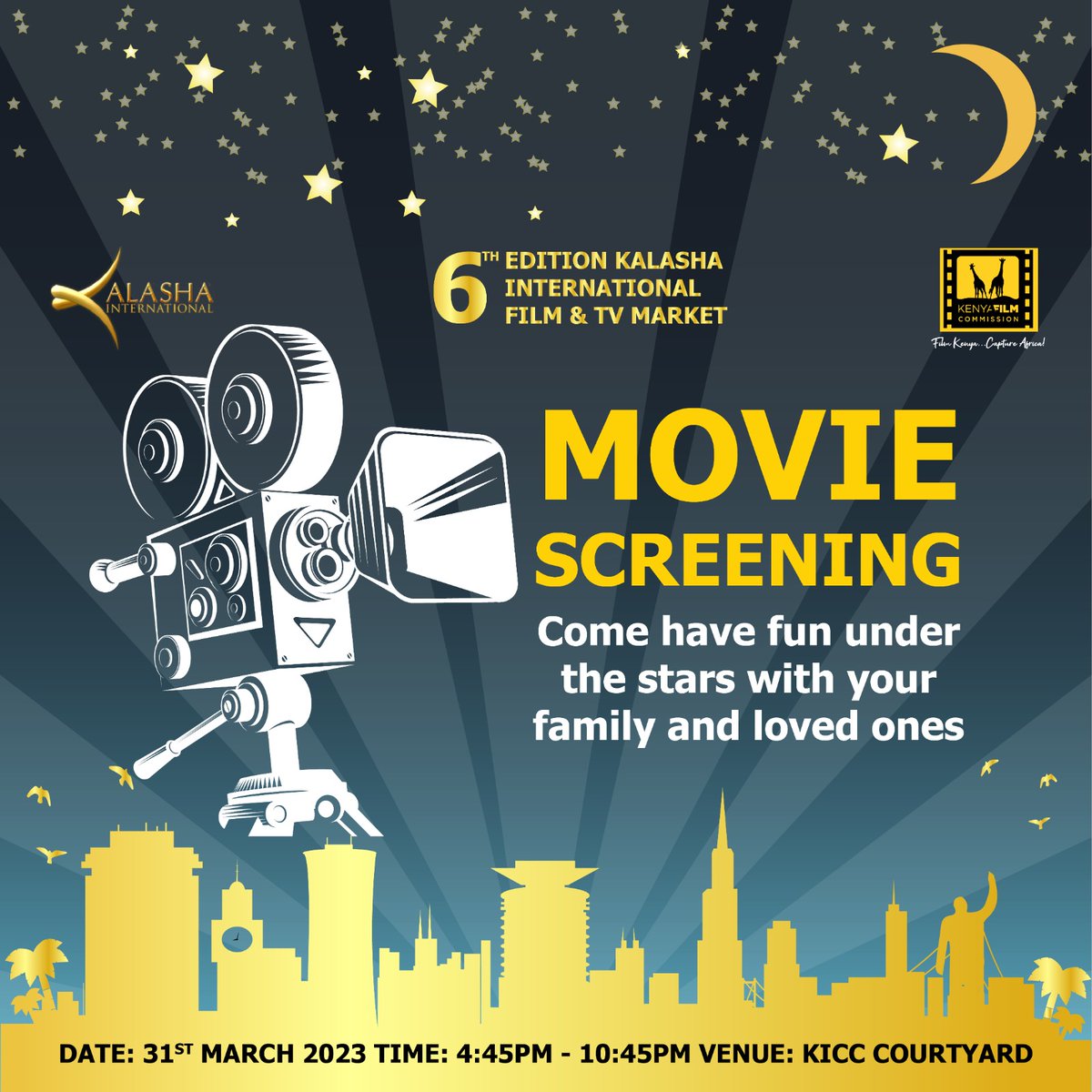 StandardKenya's tweet photo. @KalashaKenya is coming through with a Friday plan for you.

As #KalashaMarket2023 ends today, @kenyafilmcomm will screen select African films, including Christmas Love, Chinga, the award-winning Click Click Bang and more, from 4.45 p.m. at the KICC courtyard. 

Entry is Free. https://t.co/KxzFSXl9kD