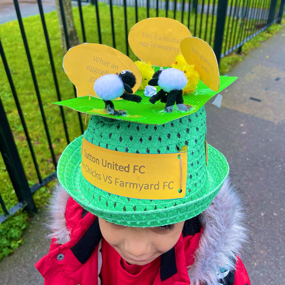 The wife & son went for a Sutton United themed Easter bonnet this year. #SuttonUnited #ForeverAmber