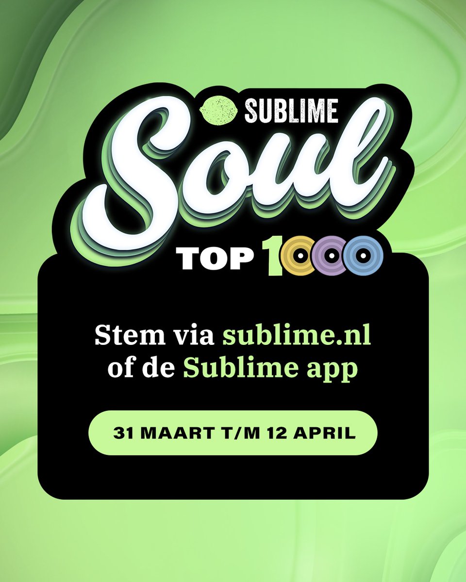 Van 31 maart t/m 12 april kun je stemmen voor de Sublime Soul Top 1000. De lijst met de beste soul en neo-soul tracks ooit gemaakt en daar hebben we jou voor nodig! Stem nu via sublime.nl