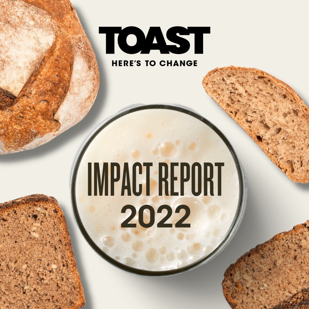🗞️Our 2022 Impact Report is out today, marking the end of #BCorpMonth. We've saved over 3 million slices of surplus bread🍞 & donated over £106k💰to charity! 👀Read about our progress to get to #NetZero & download the full report here 👉 toastale.com/blog/impact-re…. Cheers!