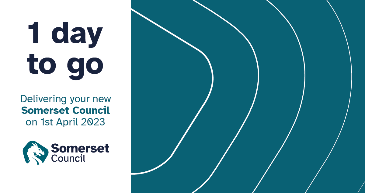 From tomorrow all 5️⃣ councils in Somerset will be replaced by a single #SomersetCouncil. 

Please follow the new #SomersetCouncil Twitter account over at <a href="/SomersetCouncil/">Somerset Council</a>. 🙂