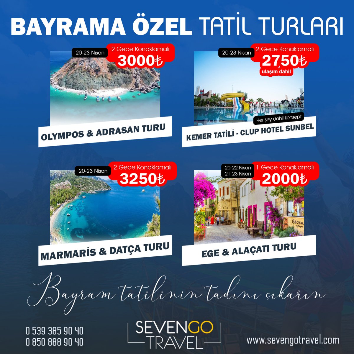 🍬RAMAZAN BAYRAMINDA KISA BİR TATİL YAPMAK İSTER MİSİNİZ?🍬
Bayrama özel turlarımızı ve fiyatlarımızı inceleyebilirsiniz.🙏🏻
#sevengotravel #bursaçıkışlıturlar #egealaçatıturu #kemer #olymposturu #kalkan #marmaris #marmaristuru #olympos #bayramtatili #bayramturları #ramazanbayramı