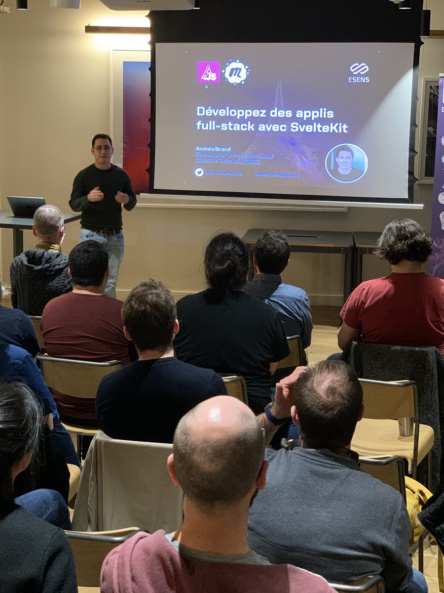 EsensConsulting's tweet photo. #ESENS x @parisjs photo dump 🤩
Merci à tous d’avoir répondu présents ! 👨💻🍕🍺
Une très bonne soirée en compagnie de la communauté #JavaScript parisienne, et de la dream team 😎
🙏 @bloodyowl @adrienjoly @mrBrandPitt @dieu_steven
#sveltejs #sveltekit #nodejs #parisjs https://t.co/eOgcjiMJw4