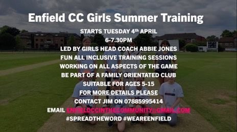 Calling all girls we have cricket starting on the 4th April with our girls head coach Abbie Jones 

So if you were inspired by the #WIPL or by the pace of #izzywong or the batting of #meglanning come down and join our fantastic club

#thisgirlcan 
#cricketforall
#london