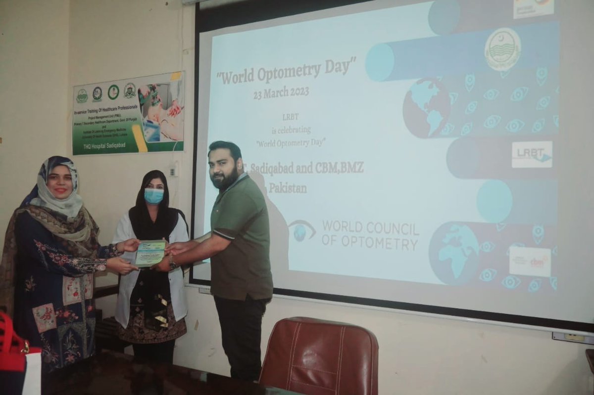 OptometristsPK's tweet photo. Pakistan Optometric Society - Punjab Chapter celebrated World Optometry Day in collaboration with LRBT/THQ Hospital Sadiqabad and CBM/BMZ Pakistan. https://t.co/THvkmfax37