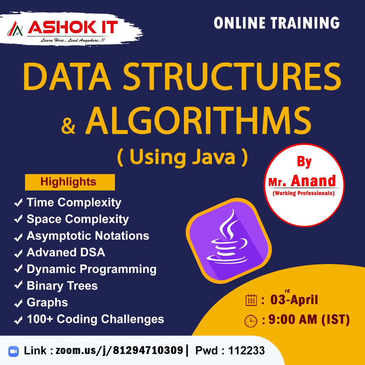 ashokitschool's tweet image. 🛑 Data Structures & Algorithms using Java 🛑
✍️ Enroll Now : bit.ly/3kUqTsD
👉 Free Demo On 03rd-April @ 9:00 AM IST
🌐 Visit : ashokitech.com
CALL NOW: +919985396677
#DataStructure&Algorithms #DataStructureandAlgorithmsCourse #DataStructureandAlgorithms