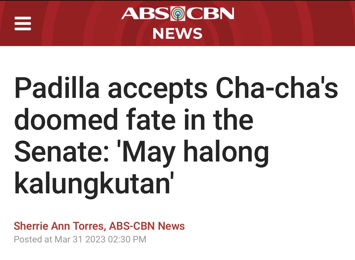 The more I look at it, the more I realize that it was probably never part of the plan. This is tragic. And to think that it was one of the biggest factors why the people voted for them: to fulfill the goal of finally amending the flawed 1987 constitution through a supermajority.