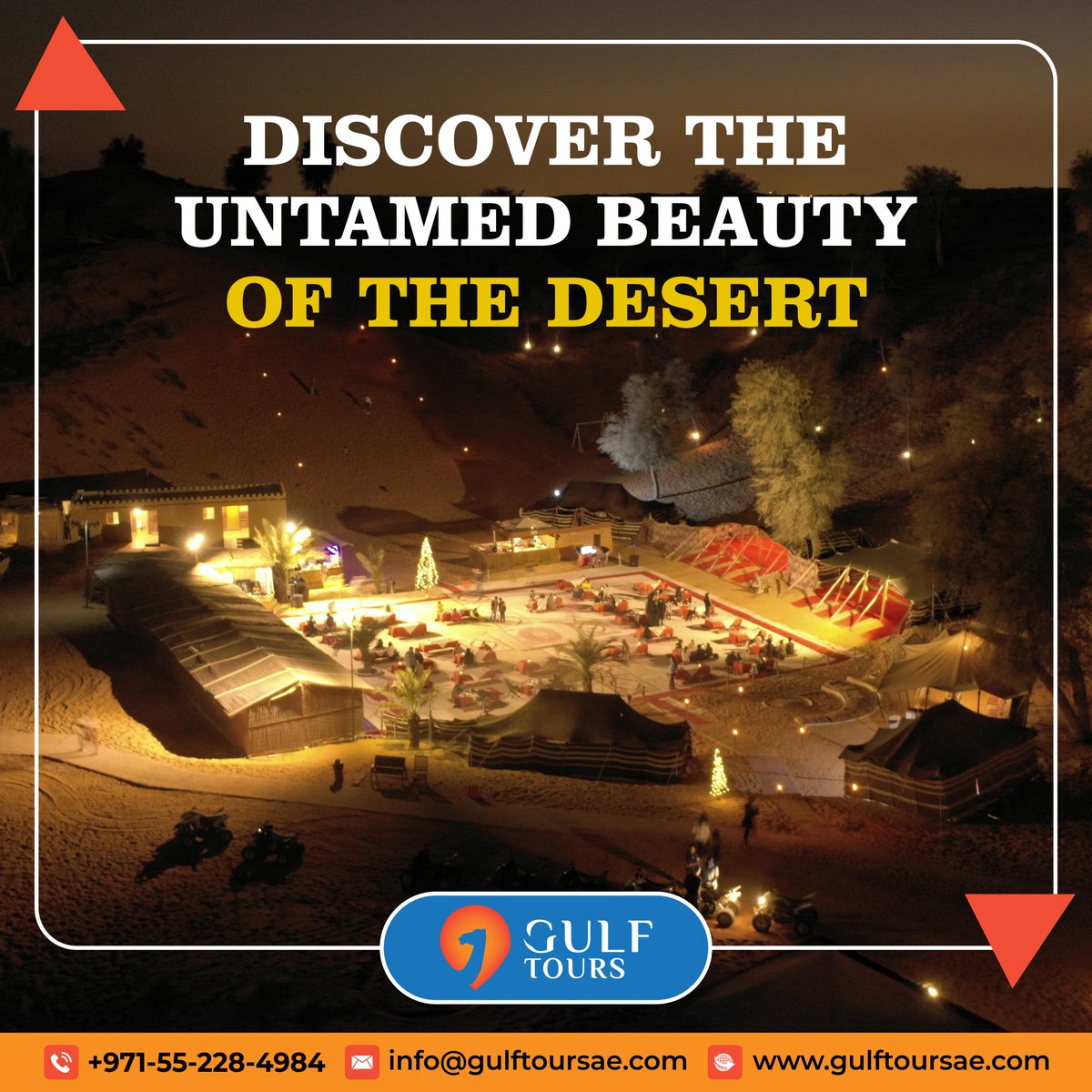 The splendor of the desert will leave you in amazement and wonder that you won't forget soon, whether you're hiking through a rocky canyon ,exploring the vast or empty stretches of sand dunes. visit: gulftoursae.com/activities/

 #desertsafari #desertcamp #camelrides #samsanddunes