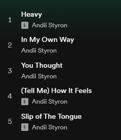 Indie Music Lift ( Music Promoter) (@neomusic7) on Twitter photo #discover the #music of <a href="/itsandiistyron/">Andii Styron Music</a>
#stream Thawing Out (EP) on <a href="/Spotify/">Spotify</a>
open.spotify.com/album/5YDSBSCg…
#NewMusic #Spotify #indiemusic #IndieArtists #artistsupport #NewMusicDaily #streamondistro
<a href="/streamondistro/">Streamondistro (music distributor)</a> <a href="/SpotifyUK/">Spotify UK & Ireland</a> <a href="/SpotifyUSA/">Spotify USA</a>
<a href="/MakeMyDayMusic/">MakeMyDay</a> #ArtistOnTwitter #discover the #music of <a href="/itsandiistyron/">Andii Styron Music</a>
#stream Thawing Out (EP) on <a href="/Spotify/">Spotify</a>
open.spotify.com/album/5YDSBSCg…
#NewMusic #Spotify #indiemusic #IndieArtists #artistsupport #NewMusicDaily #streamondistro
<a href="/streamondistro/">Streamondistro (music distributor)</a> <a href="/SpotifyUK/">Spotify UK & Ireland</a> <a href="/SpotifyUSA/">Spotify USA</a>
<a href="/MakeMyDayMusic/">MakeMyDay</a> #ArtistOnTwitter