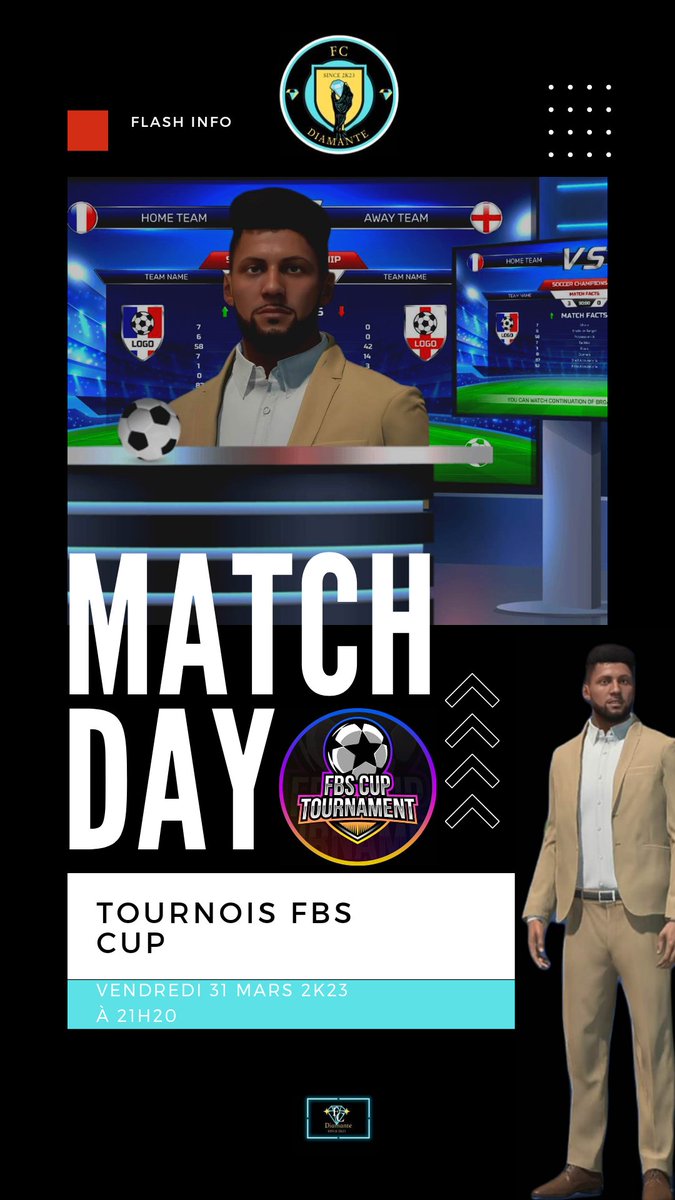 UtkEsport's tweet photo. @ClubFCDiamante @xortex8711 @uzi13600 @72Mamie @IFC_Actus  Aujourd'hui tournois @FBS_CUP à 21h20 . Allez les diams 💪💎.
#tournement #esport #esportlive #ifc #11vs11 #fifa23 #clubpro https://t.co/OUMV0KipJa