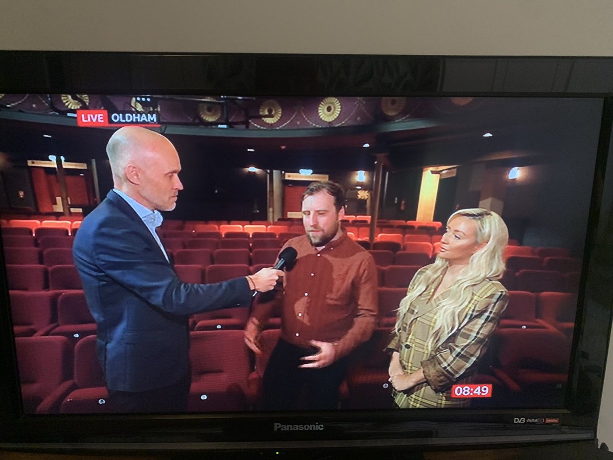 Well done our Kimberly @kimberly_h_s and @chris_lawson_85 on BBC Breakfast talking about @OldhamColiseum final encore tonight. Let’s hope it is not the the end of theatre in Oldham #savetheatreinoldham