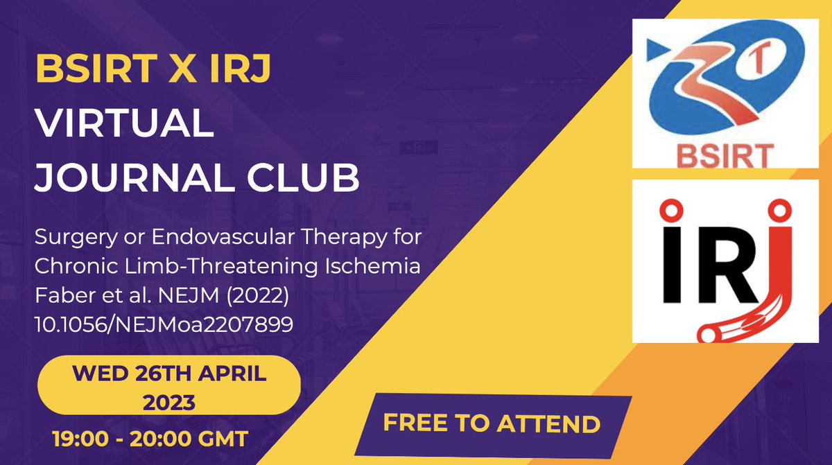 Save the date! @TraineesBSIR are running our first virtual journal club of the year in association with @IR_juniors 
Anyone interested in IR is welcome to attend!
RT's appreciated! 
@BSIR_News @_the_SRT @ETF_IRtrainees
