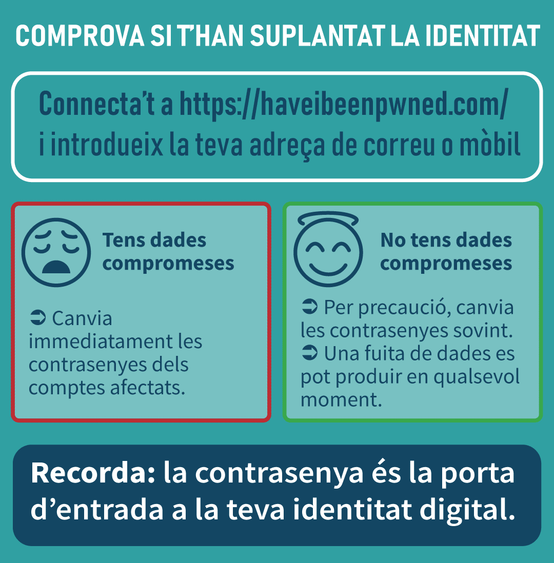 ciberseguracat's tweet photo. De tant en tant, fes cerques a Internet de les teves dades personals (nom i cognoms, número de mòbil o adreça) per comprovar que no hi hagi comptes de xarxes socials que t’hagin suplantat la identitat. Practica l’egosurfing! #StopFrauDigital https://t.co/TNqXbSbVNg