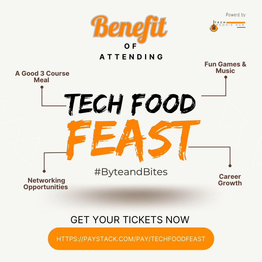 TechFoodieHub's tweet photo. Join us at #TechFoodFeast and get a good taste of 3 course meal, fun games, great music, expand your network with like-minded individuals in the tech industry and people who love good food. Don't miss out on the opportunity! #byteandbites #networkingevent #techenthusiasts https://t.co/FG9PFf2pv0