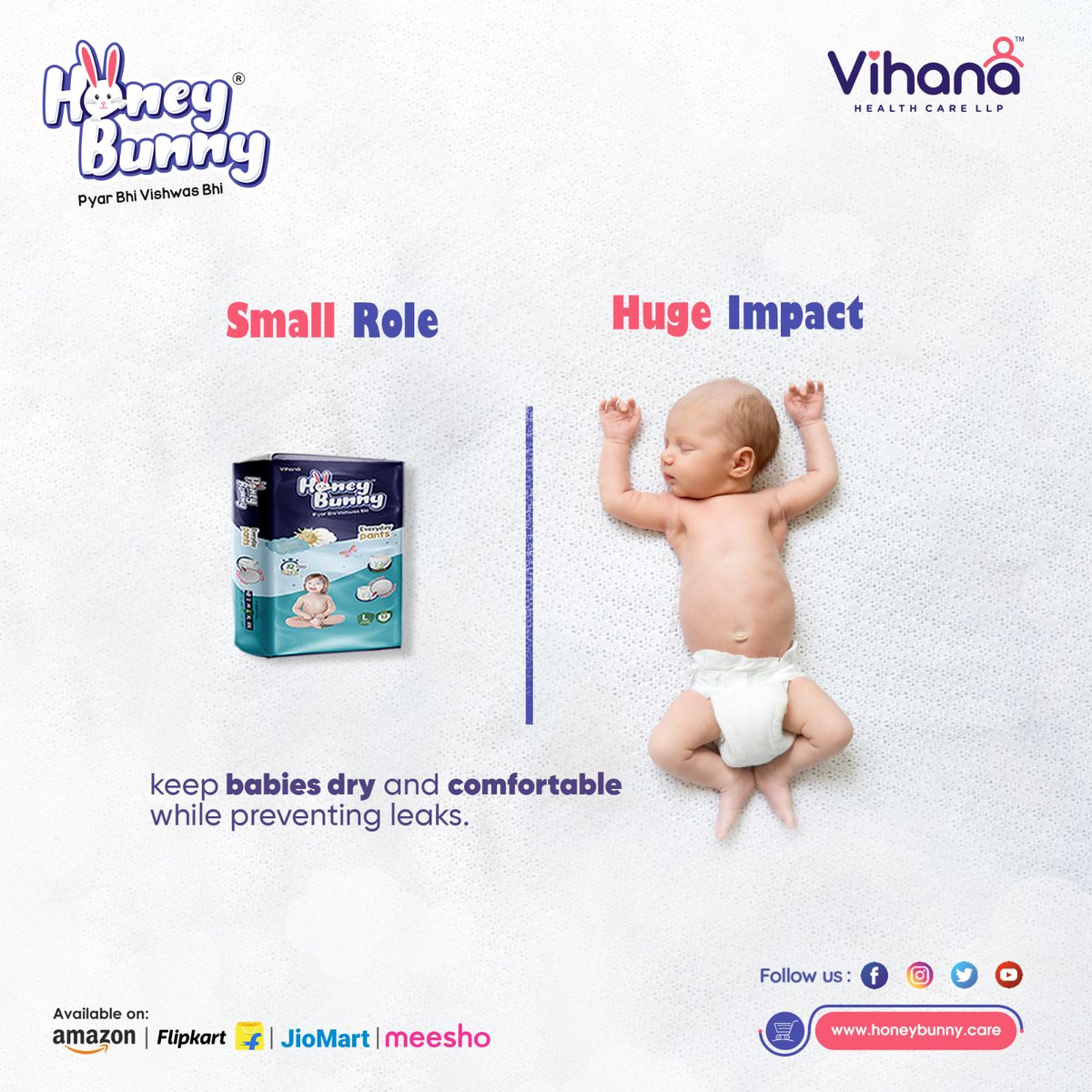 Ensure that babies are comfortable and dry while preventing leaks.
.
Explore for more Info
honeybunny.care
.
#BabyDiaper #BabyCare #parenting #newmom #mumssupportingmums #launchalert #sanitary #goodfortheplanet #goodforbaby #baby #babycare #HoneyBunnyCare