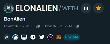 GM ElonAliens 🛸 #ELONALIENETH #ELONALIEN #ETHEREUM

Do not forget to add us to your watchlist on DexTools! ⭐️

dextools.io/app/en/ether/p…