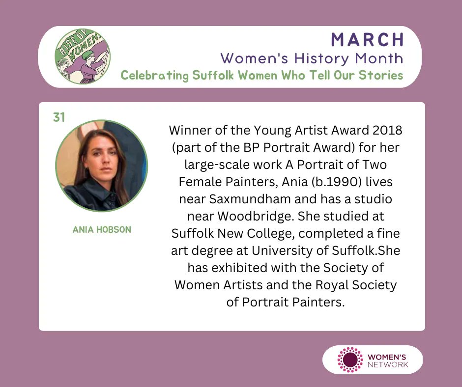 SccWomens's tweet photo. Women's History Month Day 31 - #AniaHobson #womenshistorymonth #WHM2023 #SuffolkWomen https://t.co/b4czxRtPUG