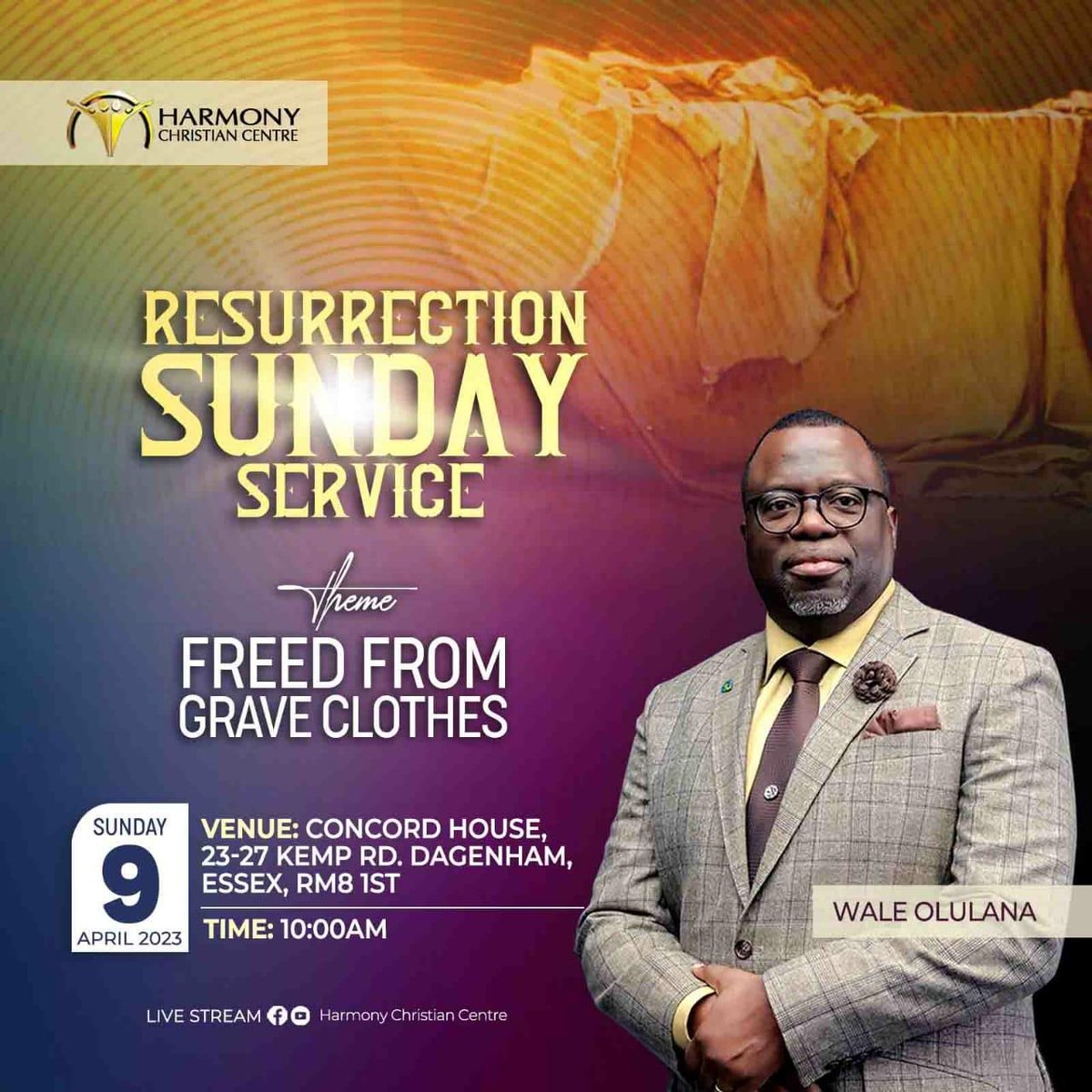 RESURRECTION SUNDAY is coming...

He has risen and He is freed from grave clothes! 

Join us on the 9th April from 10am and activate God's wonder working power in all areas of your life. 

#eastersunday #resurrectionsunday #Heisrisen