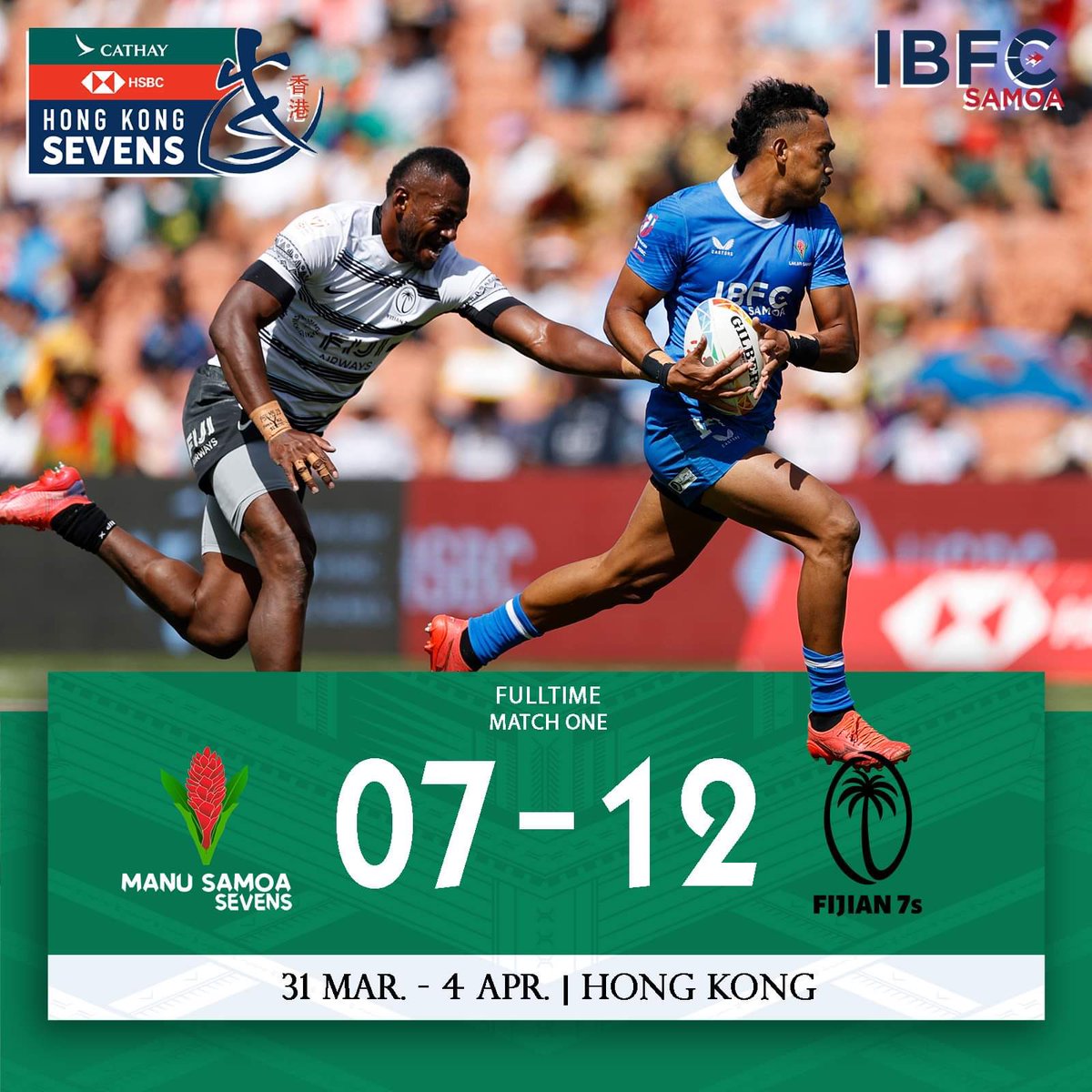 #HongKong7s Update

So close.

Up next is 🇦🇷 tomorrow 5.16pm

#WeAreManuSamoa7s | #HSBC7s