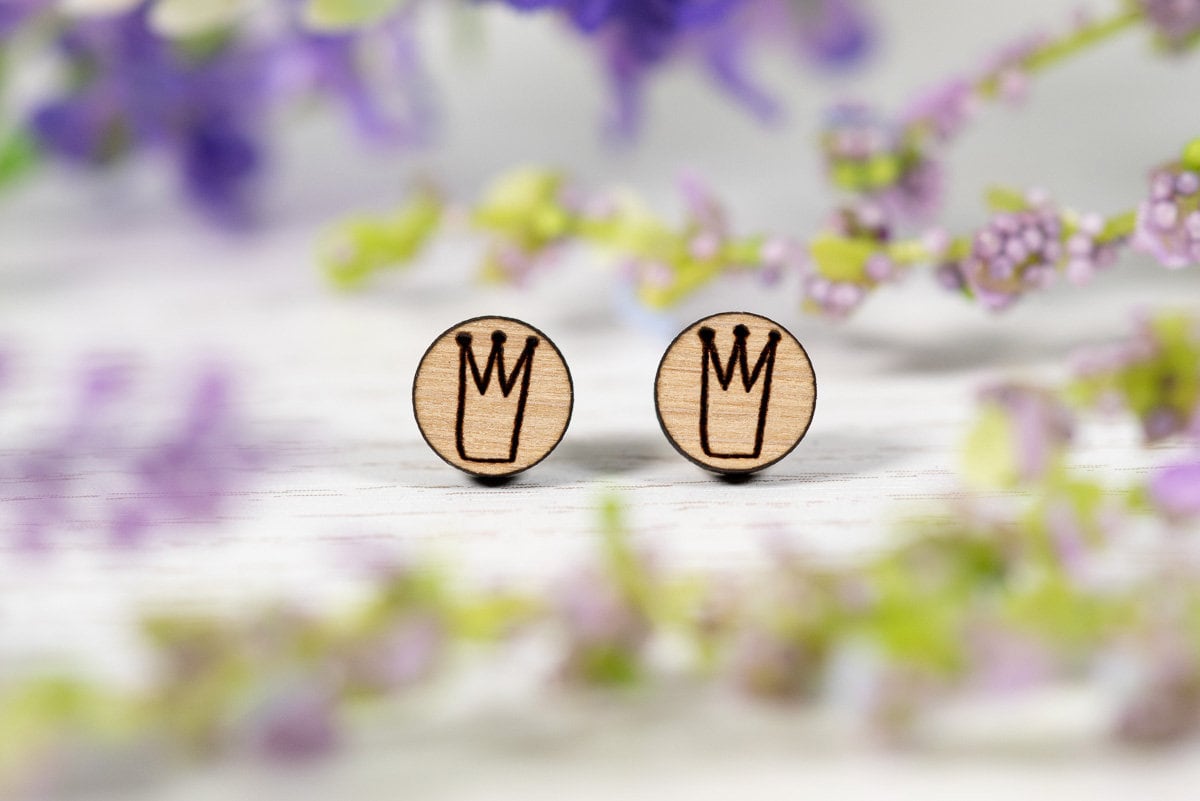 Cute Crown Wooden Earrings - Earrings with Hypoallergenic Studs tuppu.net/76a505fb #HoneywellWeddings #weddingsignage #Bridetobe #Wedding #rusticwedding #Etsy #NoveltyEarrings
