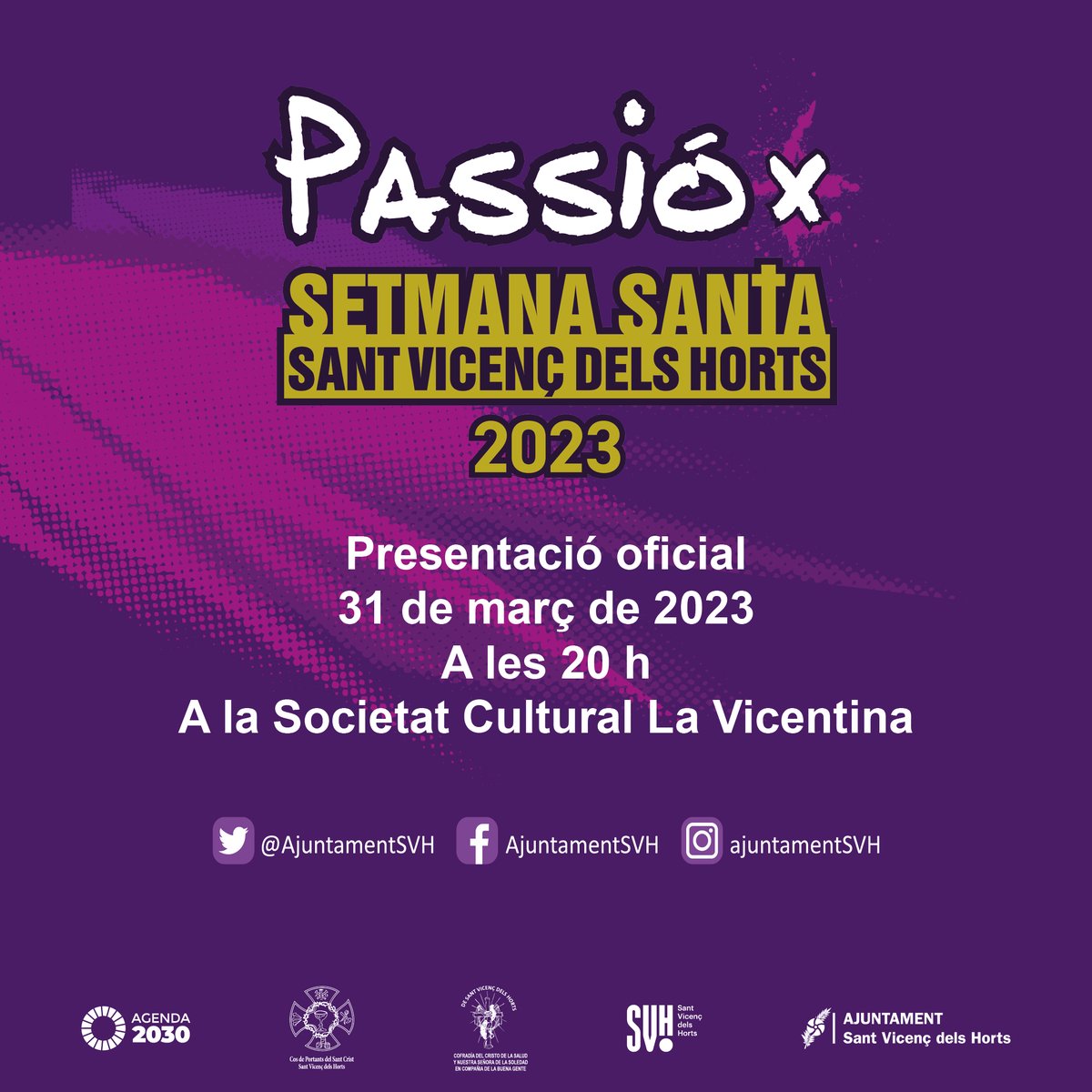 Arriba la Setmana Santa vicentina, i tenim moltes ganes de viure-la amb intensitat. Avui no et perdis la desfilada dels armats i vestals dels Cos de Portants del Sant Crist <a href="/setmanasantasvh/">Setmanasantasvh</a>, i la presentació oficial.

Consulta el programa d'activitats 🔍 
buff.ly/3nkYKMo