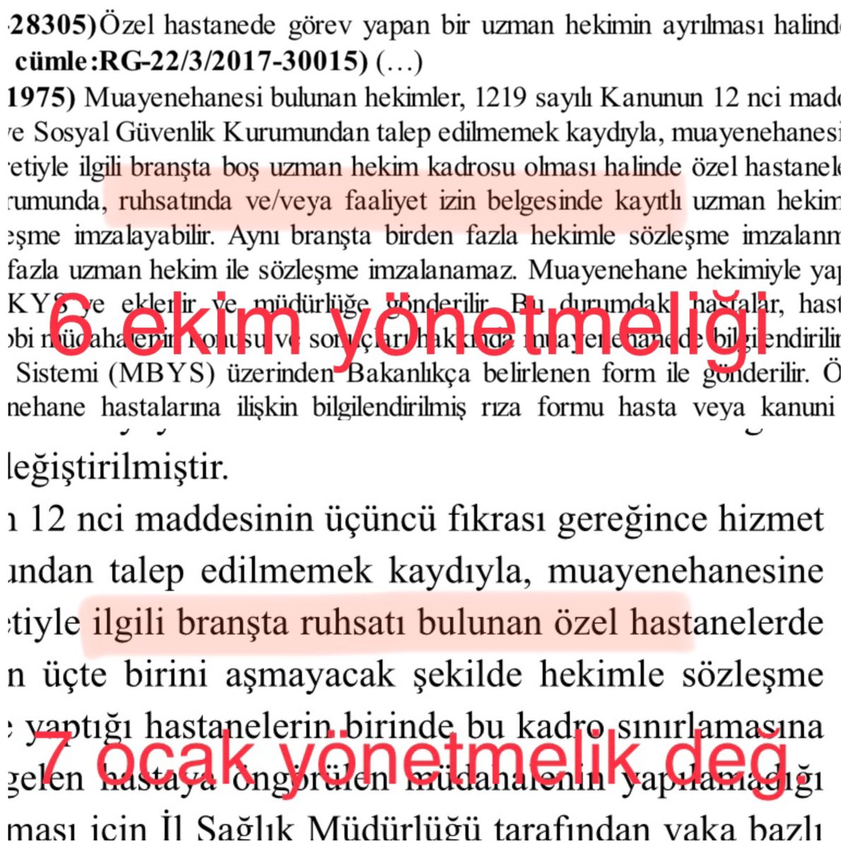 7 ocak yönetmelik değişikliği çıktıktan 2 ay sonra müdürlükler, yönetmeliğin ilgili kelime değişikliklerini öne sürerek Serbest hekimlerin ameliyatlarını bir çok şehirde durdurdu. 
Muayenehane ruhsatını sağlık bakanlığından alan hekimler 20 gündür ameliyat yapmadan evlerinde