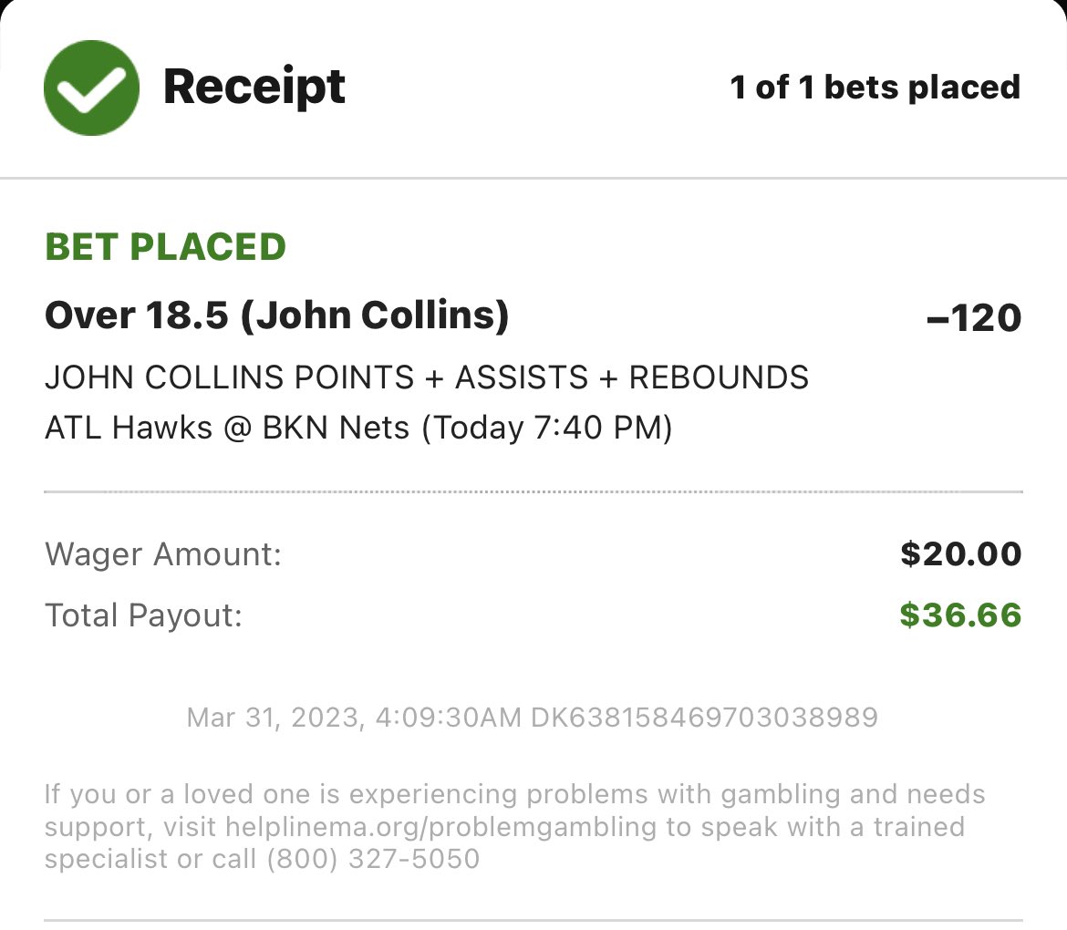 letsgettergoinn's tweet photo. First free play of 3/31/2023!
1 unit - John Collins o18.5 PRA -120 DK
We had a pretty good night last night let’s do it again good luck and like if tailing!
#fanduel #draftkings #gamblingtwitter #nbapicks #nhlpicks #prizepicks #sports #money #gettergoin https://t.co/5W16zvmHk9
