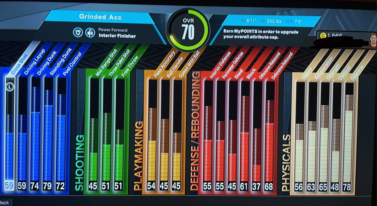 iPlayThisOnDsi's tweet photo. Power Foward build progress #NBA2K23 #ps4 #mycareer https://t.co/sznumtsyG1