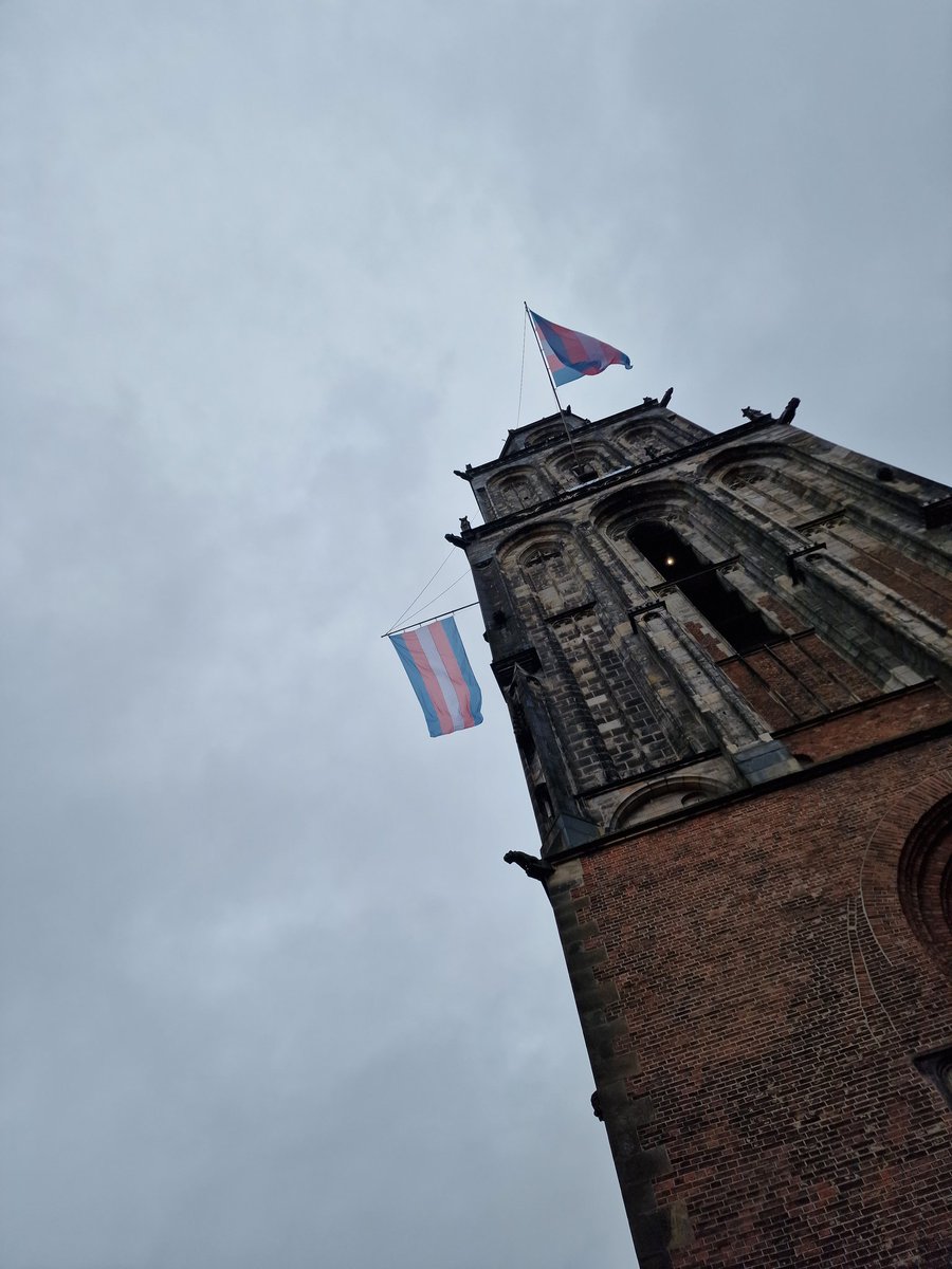 Aiden_Remington's tweet photo. The trans flag is hanging from the #martinitower in Groningen #transgenderdayofvisability ๐ณ๏ธโโง๏ธ https://t.co/39wouO7Bnh