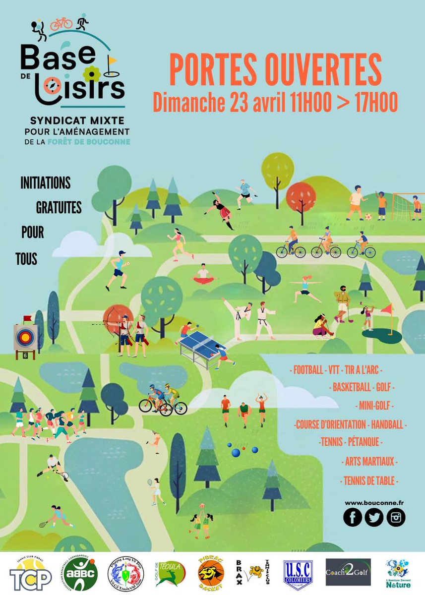 BaseBouconne's tweet photo. [#Bouconne Événement : Portes Ouvertes]
-SAVE THE DATE-
Le dim 23 avril de 11h à 17h, la @BaseBouconne est à vous !
Rejoignez-nous pour une journée #Sports !
Animations gratuites pour tous !
Vos #Loisirs c'est notre #Nature !
ℹ️05 61 85 40 10
👉https://t.co/ZuYDh5zQYP https://t.co/J7ChesICNZ