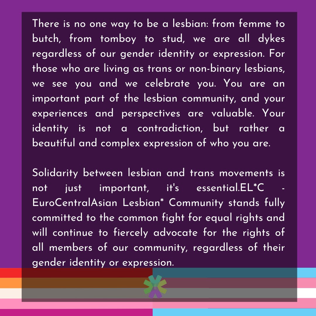Happy Trans Day of Visibility! Let's say it loud and clear: Trans lesbians are lesbians. Their identities are valid and their presence in our community makes us stronger. 

Read the full EL*C statement: tinyurl.com/47t6u3uw

#TDoV