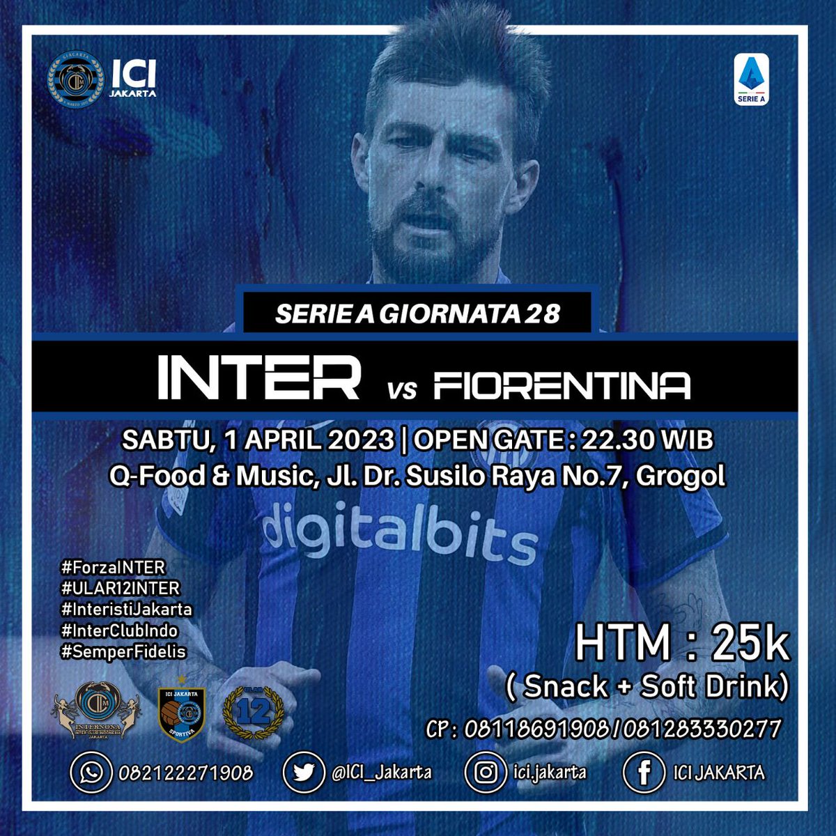 ICI_Jakarta's tweet image. Hayo yg penasaran mau nobar, MONGGO guys
ICI JAKARTA, Proudly Present
Nobar Giornata 28
 INTER vs Fiorentina 
Hari/Tgl : Sabtu 1 April 2023
Open Gate :  22.30 WIB
Tempat : Q - Food &amp;amp; Music
Jl. Dr. Susilo Raya No.7, RW.3, Grogol, Grogol petamburan, West Jakarta.
CC @InterClubIndo
