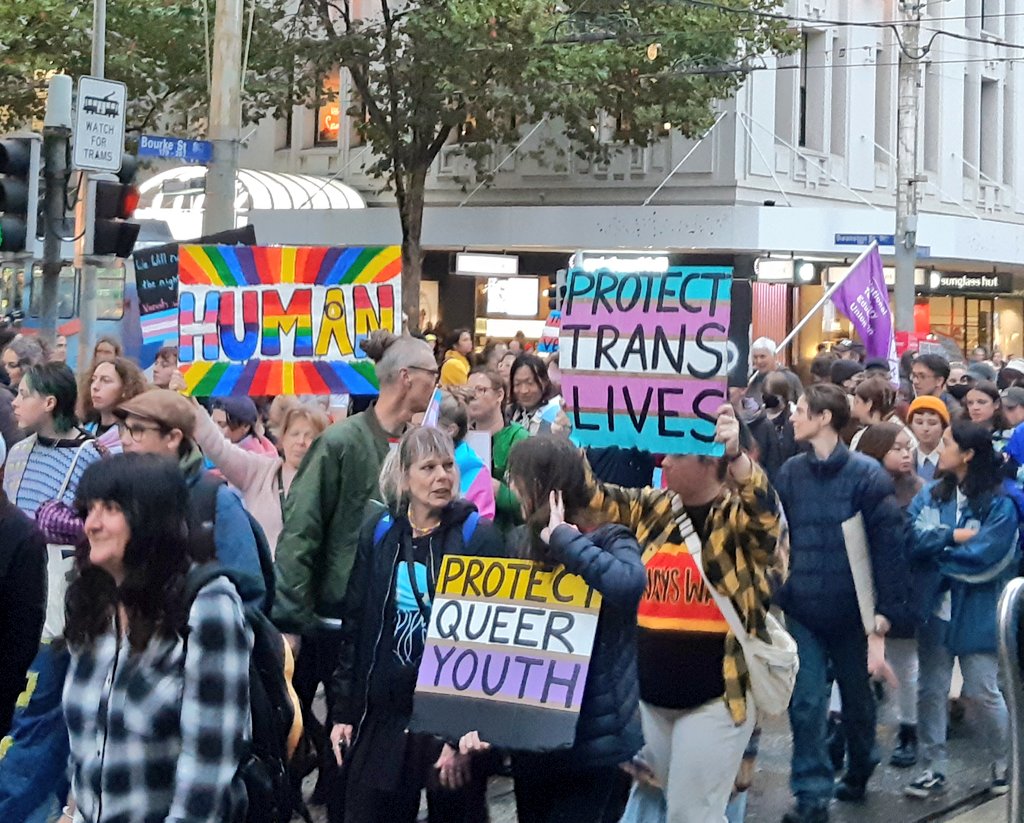 anth0888's tweet photo. The Trans day of visibility rally, Melbourne. 

Fair to say Melbourne turned out to  make clear where they stand: for diversity, inclusion and respect. 

#auspol #springst  #TransRightsAreHumanRights https://t.co/xzKHzNLXAu
