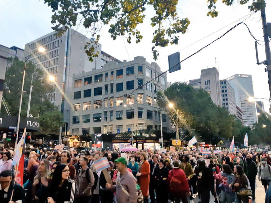 anth0888's tweet photo. The Trans day of visibility rally, Melbourne. 

Fair to say Melbourne turned out to  make clear where they stand: for diversity, inclusion and respect. 

#auspol #springst  #TransRightsAreHumanRights https://t.co/xzKHzNLXAu