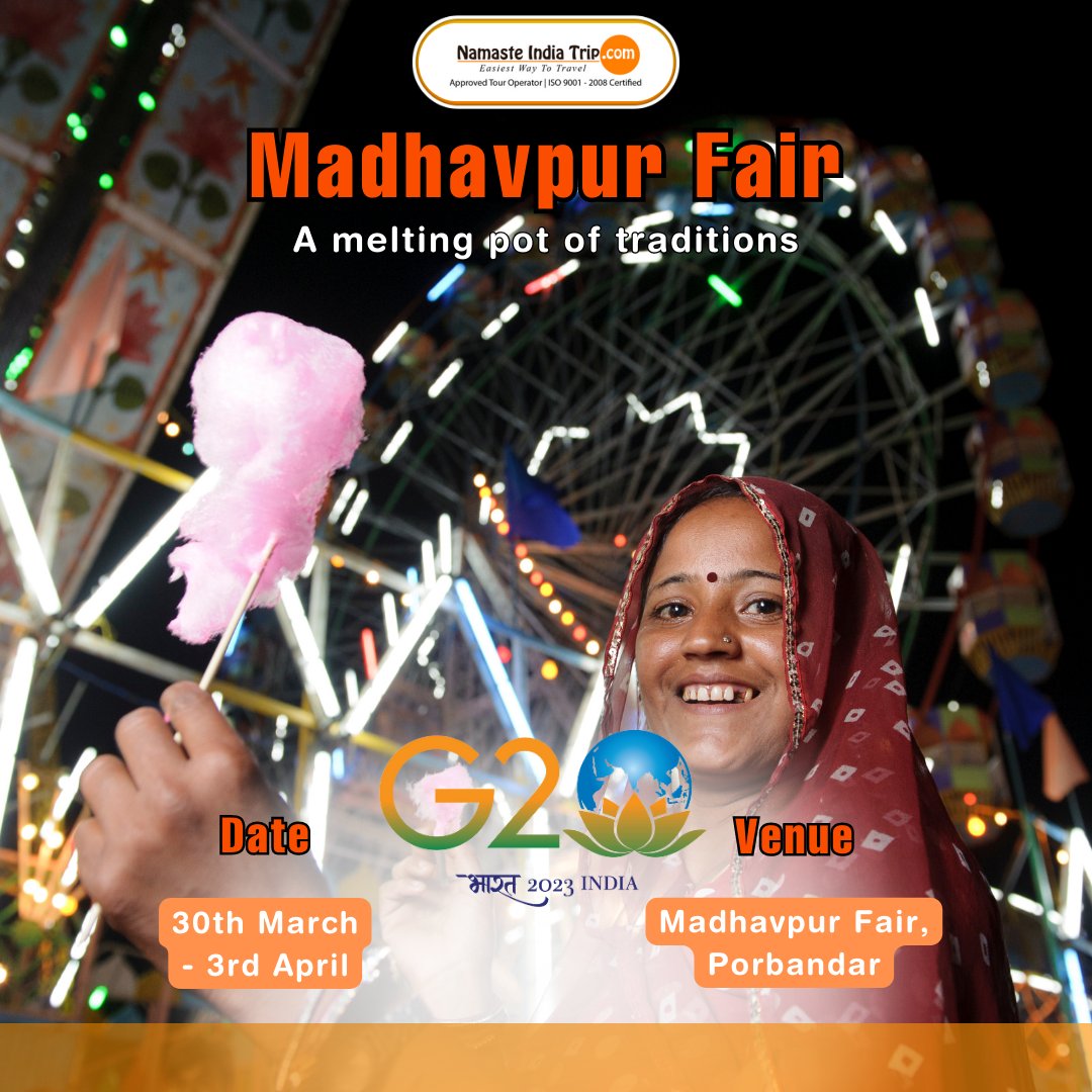 Experience the magic of Gujarat's Madhavpur Fair - a cultural spectacle like no other!
Contact  9711616316 for Bookings.
#namasteindiatrip #gujarat #incredibleindia #exploregujarat #dekhoapndesh #travel #traveling #traveldiaries #travelling #travelindia #madhavpur #madhavpurfair